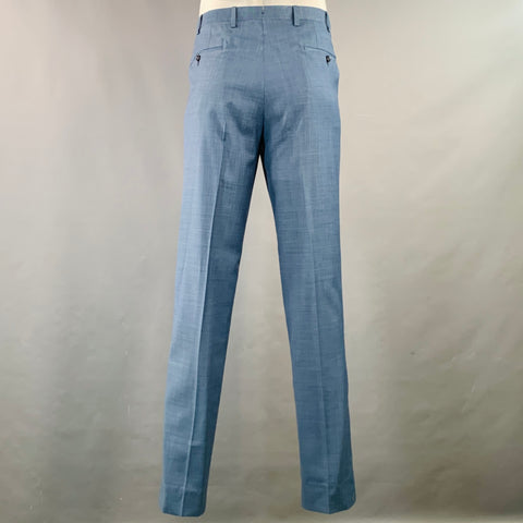 Costume Sartorio taille 44 régulier en laine bleue avec revers cranté