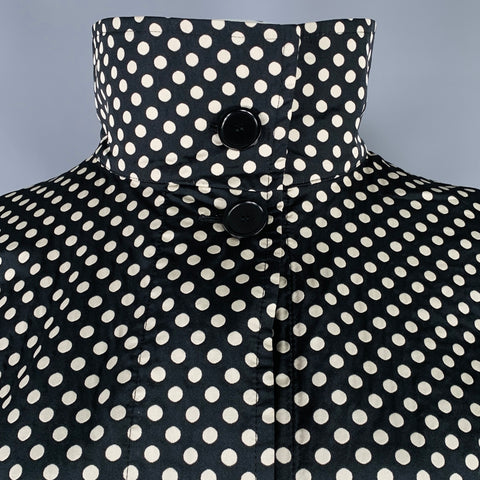 AKRIS Size 16 Black Ivory Polyester Polka Dot Reversible Jacket