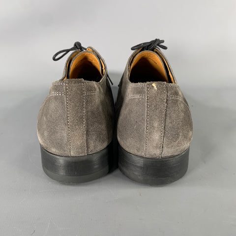 MAGNANNI Size 9.5 Grey Gunmetal Mixed Patterns Mixed Fabrics Lace Up Shoes