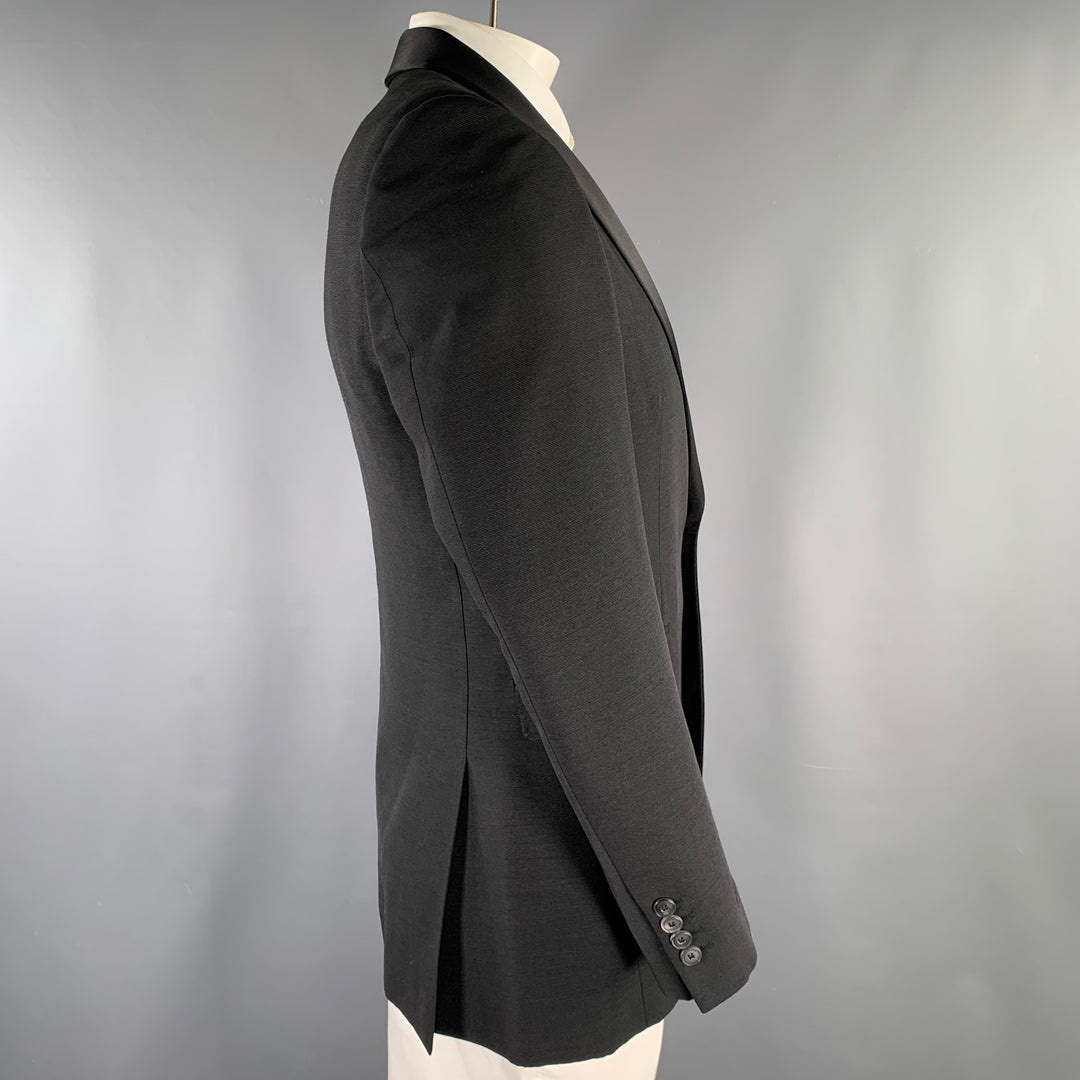 BURBERRY LONDON Size 42 Regular Black Wool Silk Shawl Lapel Sport Coat