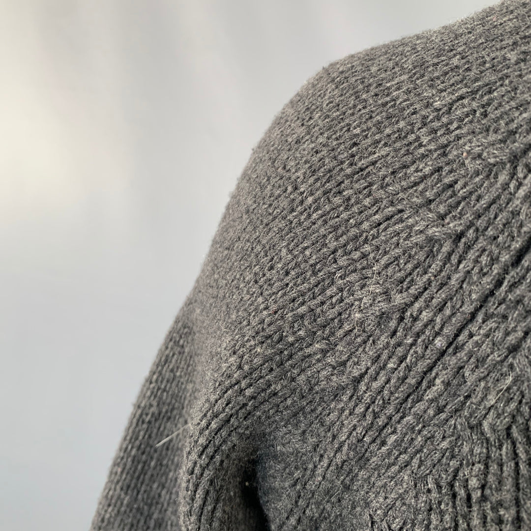 VALENTINO Size XL Charcoal Grey Cable Knit Virgin Wool Cashmere Cardigan