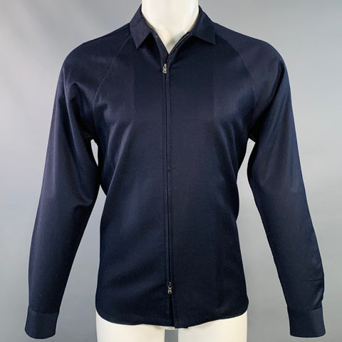 emporio armani dress shirt Lyocell-blend Button-up Men 31 waist Model is wearing a US size Medium EMPORIO ARMANI Size S Navy
