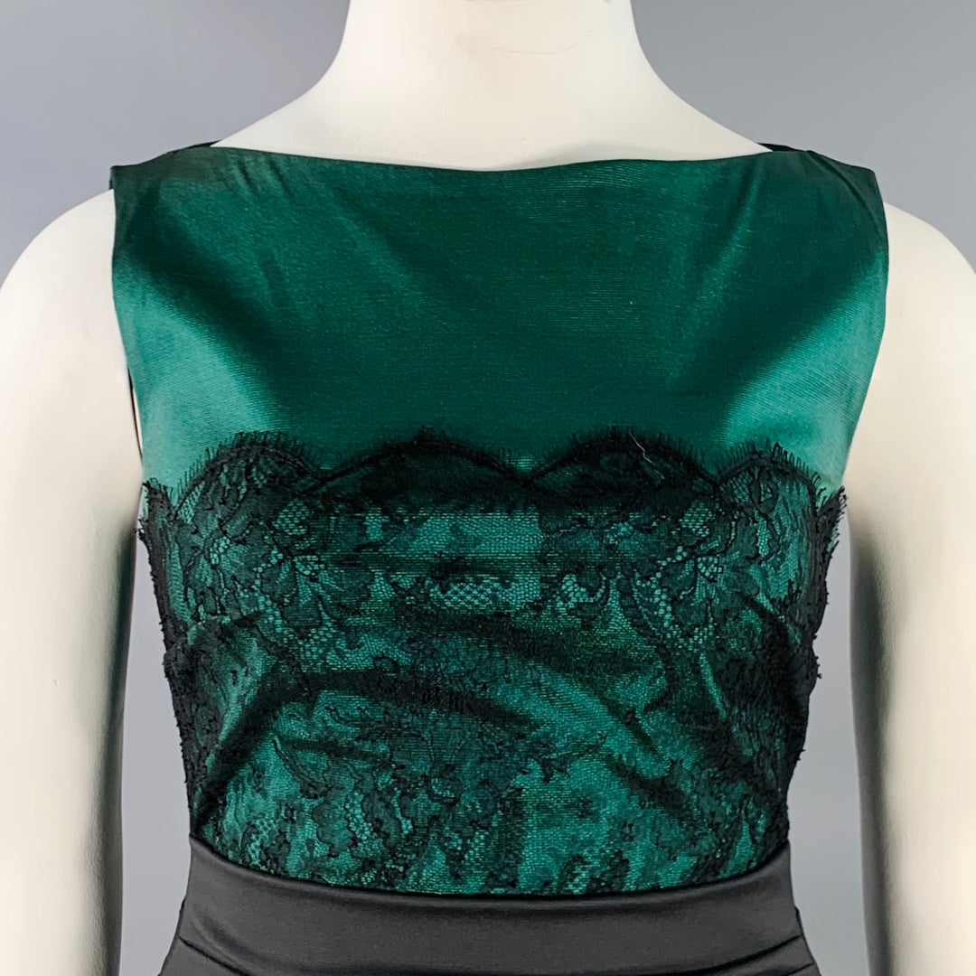 TALBOT RUNHOF Size 10 Green Black Polyester Blend Lace Panel Cocktail – Sui  Generis Designer Consignment