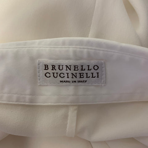BRUNELLO CUCINELLI Size XS White Silver Silk Elastane Embellishment Dress Top