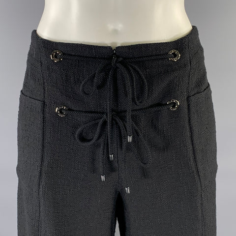 CHANEL Size M Black Cotton Wide Leg Casual Pants