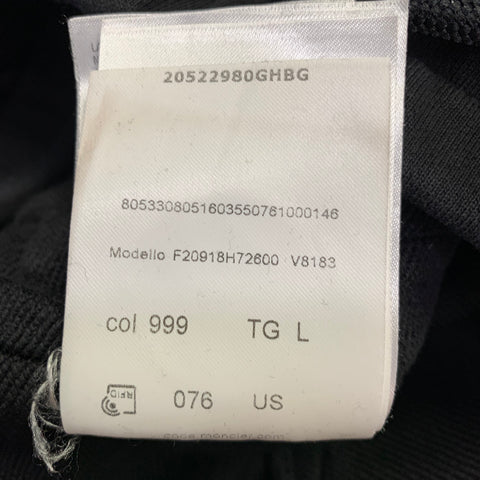 MONCLER Size L Black Logo Cotton Drawstring Casual Pants