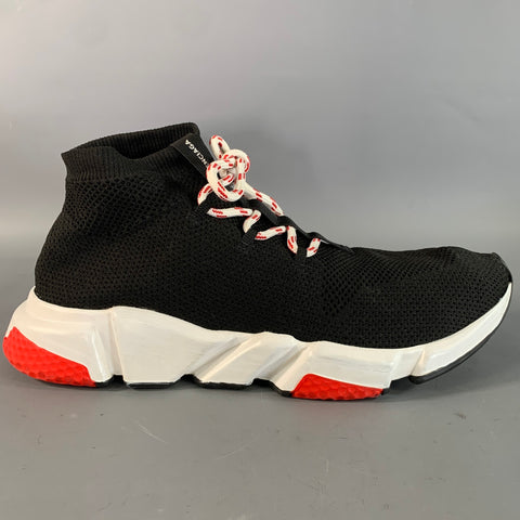 BALENCIAGA Black White Red Mesh Runner Sneakers
