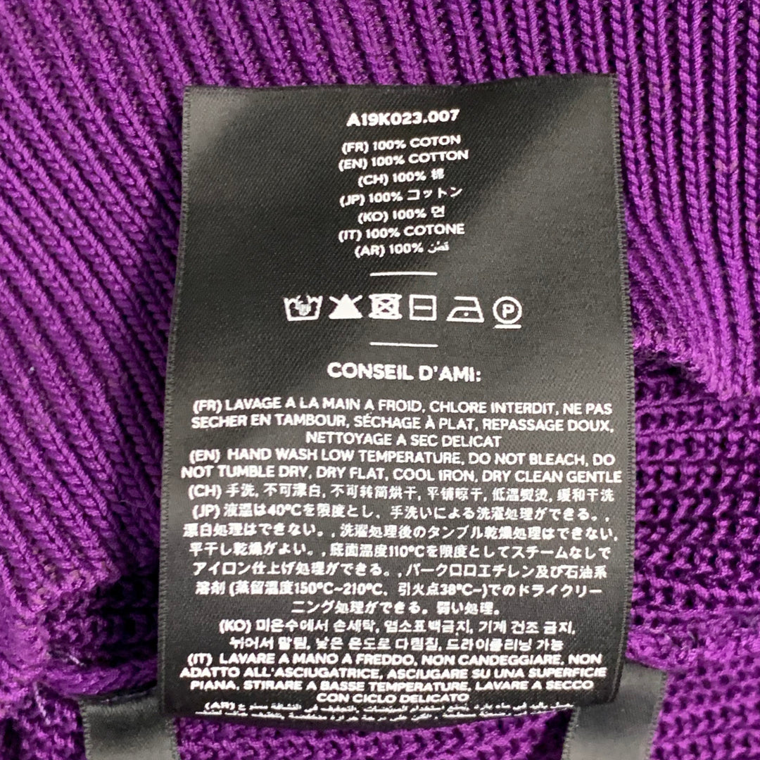 AMI by ALEXANDRE MATTIUSSI Size XL Purple Rib Knit Cotton Crew-Neck Sweater