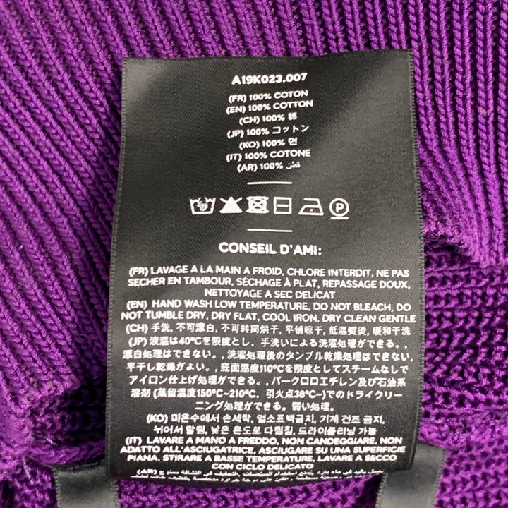AMI by ALEXANDRE MATTIUSSI Size XL Purple Rib Knit Cotton Crew-Neck Sweater