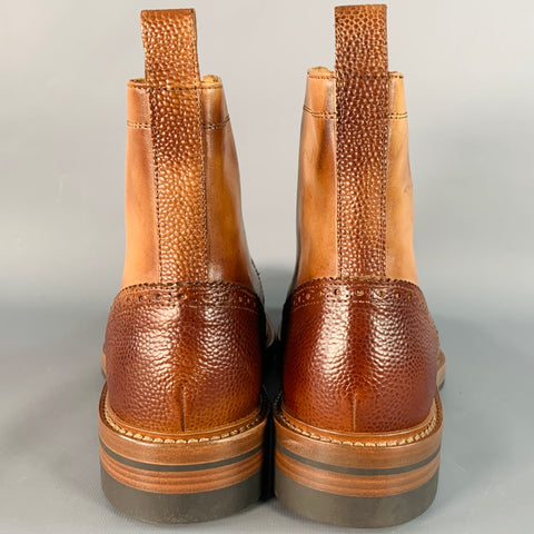 PAUL SMITH Size 8 Tan Brown Antique Leather Wingtip Lace-Up Boots