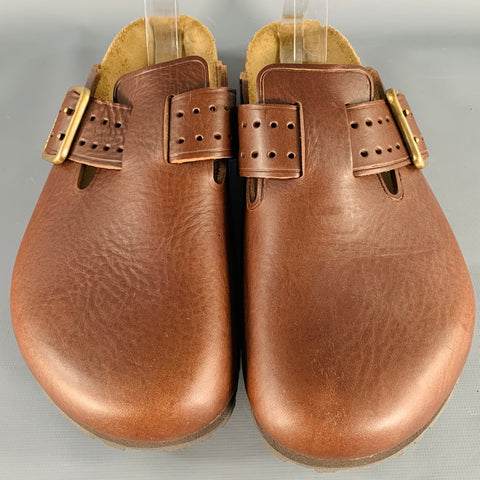 BIRKENSTOCK Size 11 Brown Gold Leather Slip On Sandals