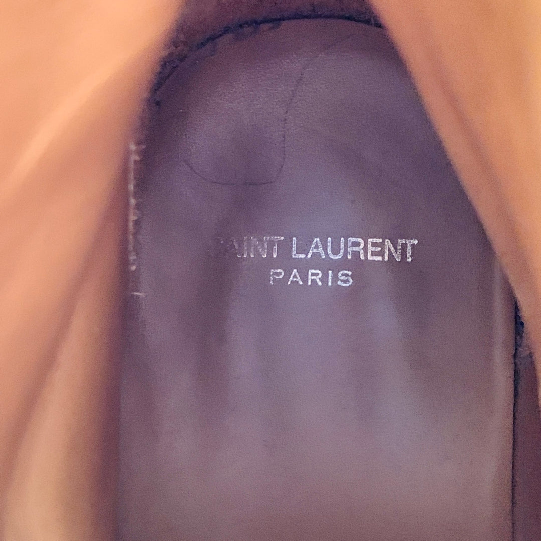 SAINT LAURENT Size 10 Camel Suede Side Zipper Western Cowboy Ankle Boots