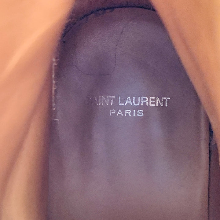 SAINT LAURENT Size 10 Camel Suede Side Zipper Western Cowboy Ankle Boots