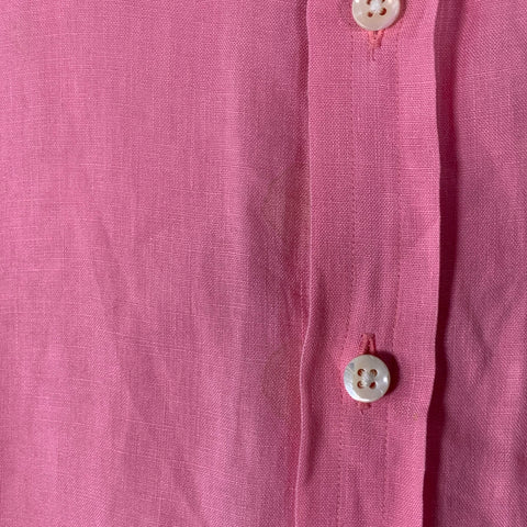 RALPH LAUREN Size L Pink Linen One pocket Long Sleeve Shirt