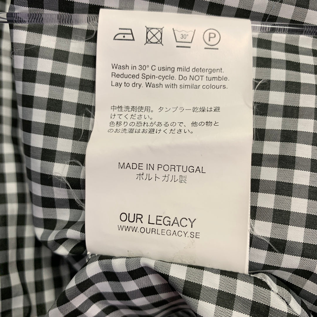 OUR LEGACY Size 44 Black White Gingham Polyester One Pocket Long Sleeve Shirt