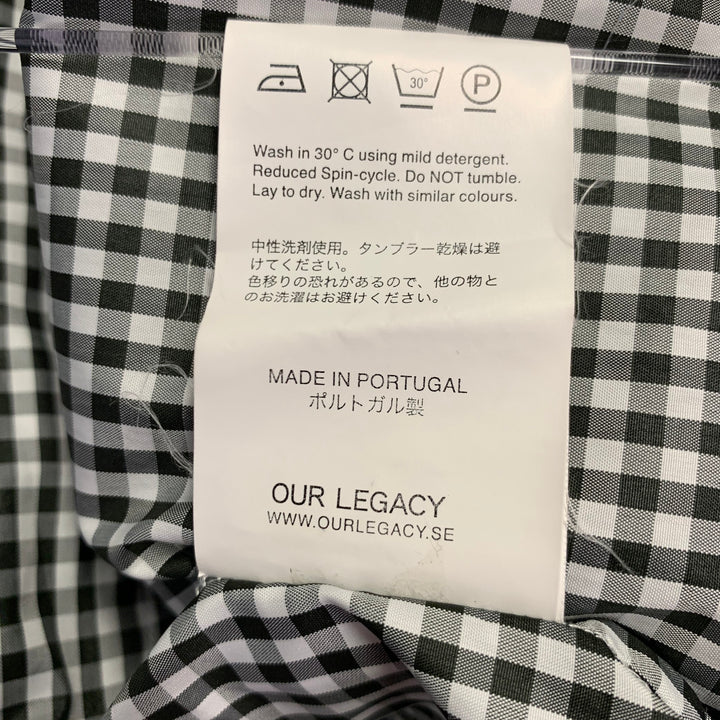 OUR LEGACY Size 44 Black White Gingham Polyester One Pocket Long Sleeve Shirt