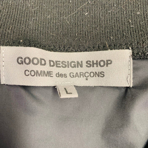 COMME des GARCONS Size L Black White Stripe Nylon Varsity Jacket
