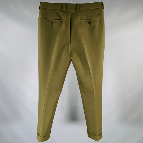 AMI by ALEXANDRE MATTIUSSI Size 32 Green Solid Wool Blend Pleated Dress Pants