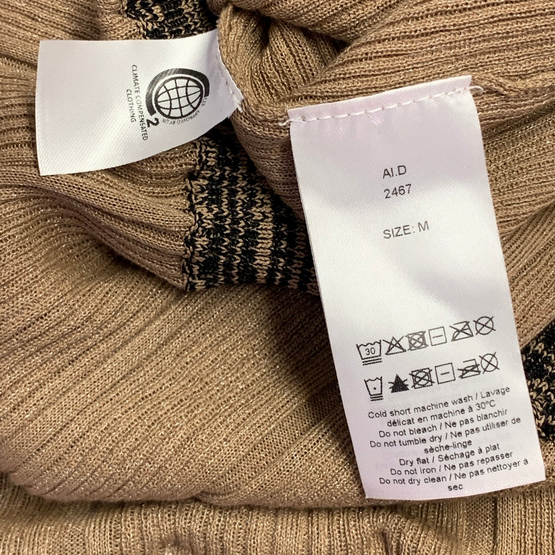 GANNI Size M Brown Cotton Blend Rib Knit Stretch Pullover