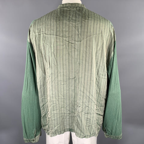 ACNE Size M Green Mixed Patterns Cotton Hemp Henley