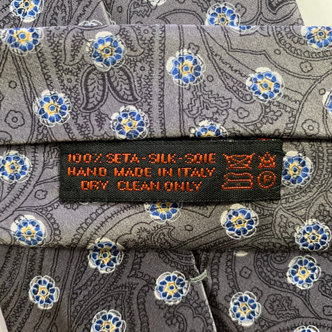 DOLCEPUNTA Grey Blue Floral Silk Tie