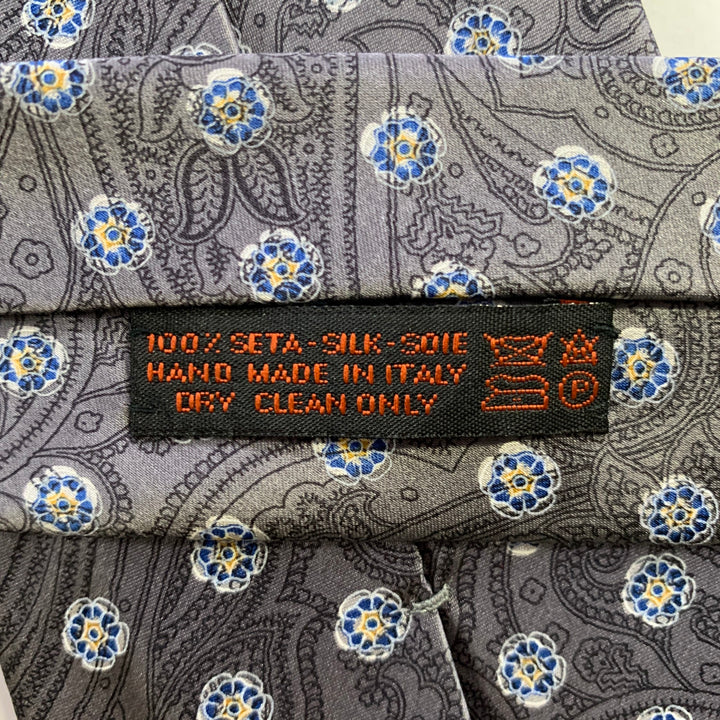 DOLCEPUNTA Grey Blue Floral Silk Tie