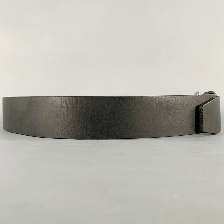 SHINOLA Size 34 Black Silver Leather Belt