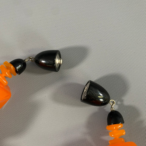 NO BRAND Orange Black Plastic Necklace