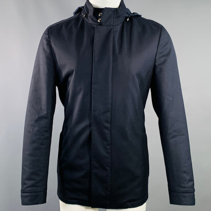 CORNELIANI Size M Navy Twill Virgin Wool Car Coat