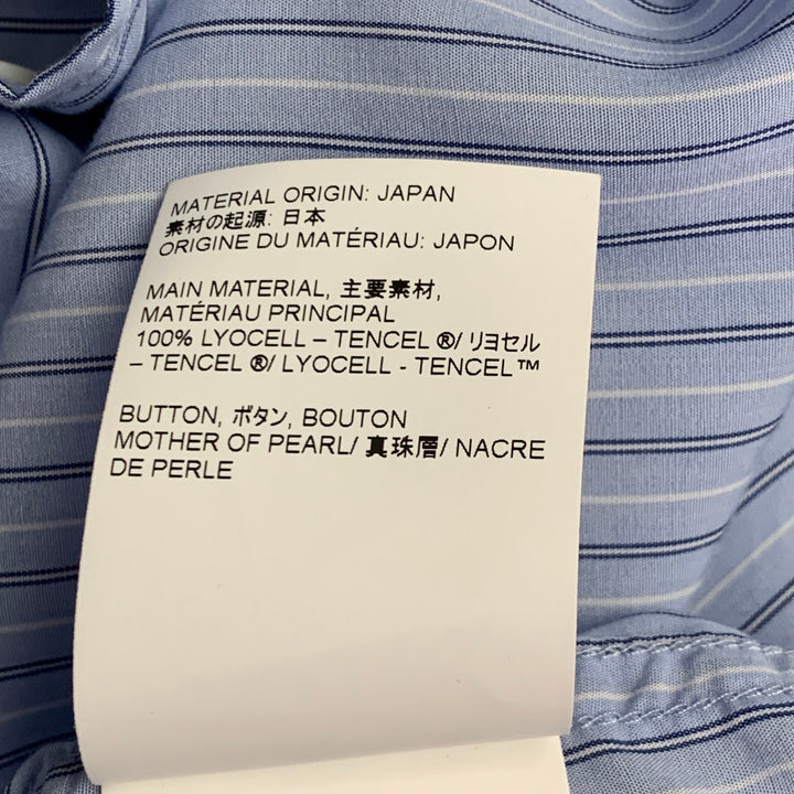 OUR LEGACY Size S Above Blue Stripe Tencel Oversized One Pocket Long Sleeve Shirt