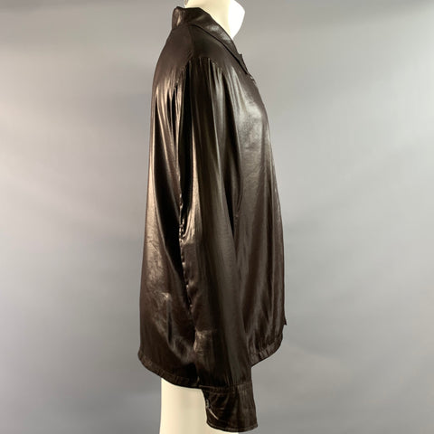 OUR LEGACY Size M Brown Dark brown Polyester Button Up Long Sleeve Shirt