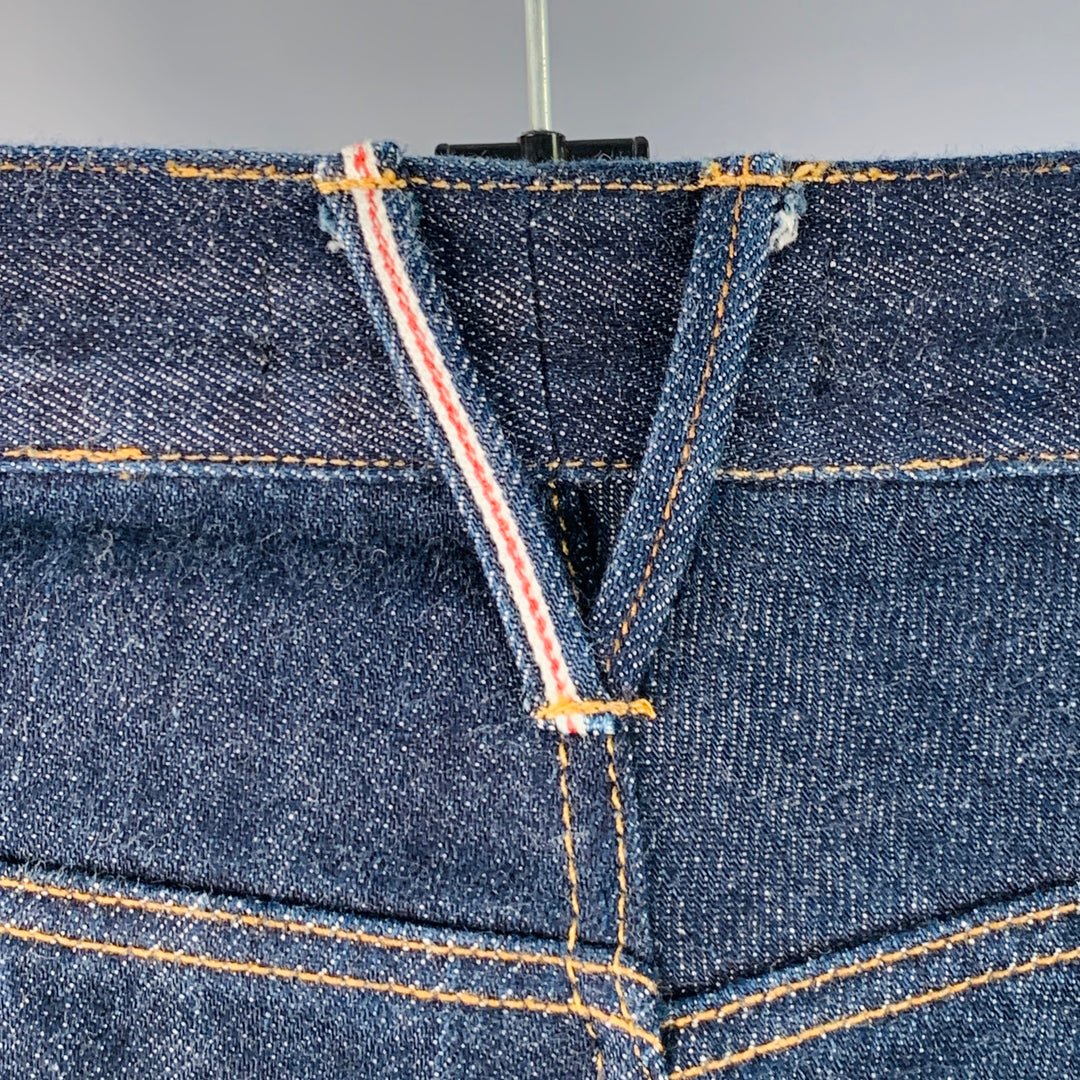 3 X 1 Size 36 Blue Indigo Cotton Selvedge Twill Contrast Stitch Button Fly Jeans