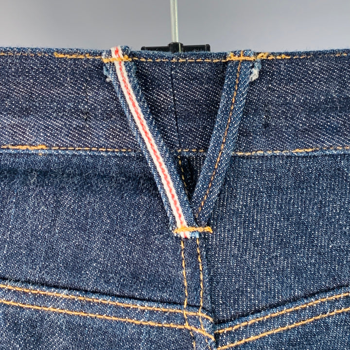 3 X 1 Size 36 Blue Indigo Cotton Selvedge Twill Contrast Stitch Button Fly Jeans