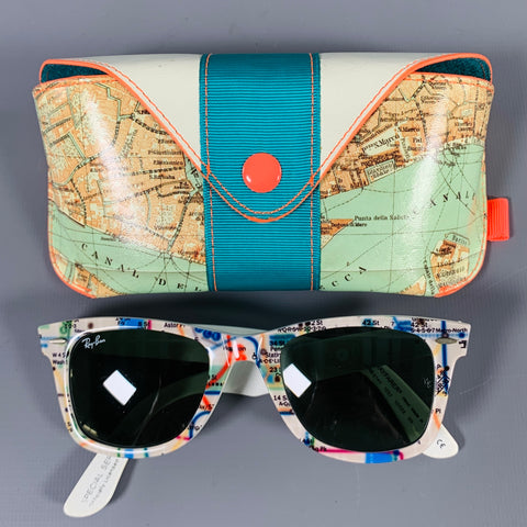RAY-BAN Multi Color Limited Edition -Wayfarer- NYC Map Print Acetate Sunglasses
