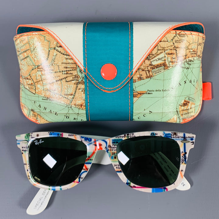 RAY-BAN Multi Color Limited Edition -Wayfarer- NYC Map Print Acetate Sunglasses