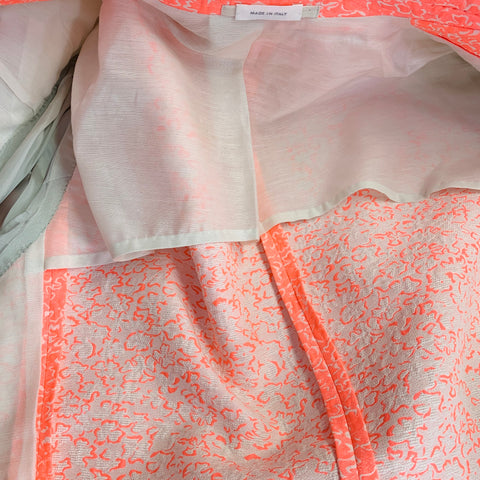 JIL SANDER Size 42 Pink White Textured Abstract Floral Cotton Blend Peak Lapel Sport Coat