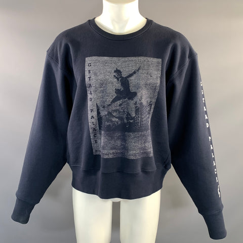ENFANTS RICHES DEPRIMES FW2018 M Navy Graphic Cotton Crew Neck Sweatshirt