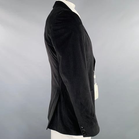 ARMANI COLLEZIONI Size 42 Black Herringbone Polyester Sport Coat