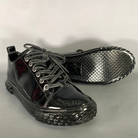 GIUSEPPE ZANOTTI Size 11 Black Leather Low Top Sneakers