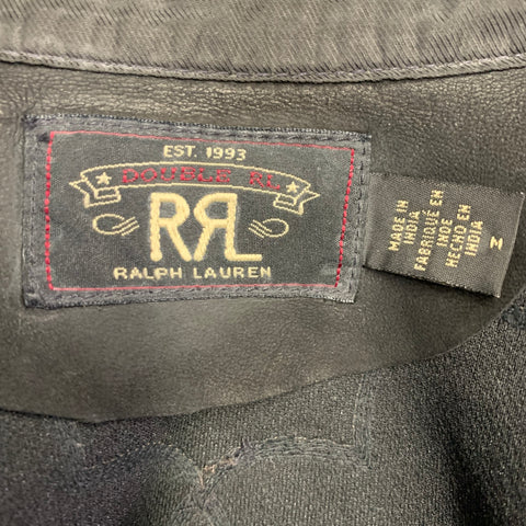 RRL by RALPH LAUREN Size M Black Sheepskin Suede Western Long Sleeve Shirt