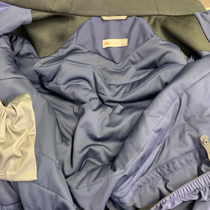KJUS Size M Freelite Navy Chevron Polyester Hooded Ski Jacket