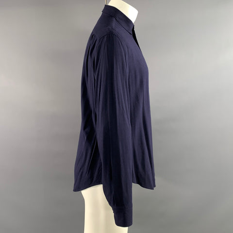 ARMANI COLLEZIONI Size M Navy Viscose Long Sleeve Shirt