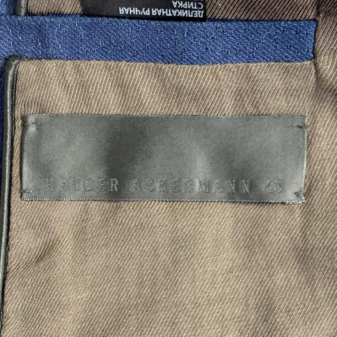 HAIDER ACKERMANN Size 38 Navy Black Cotton Linen Cropped Vest