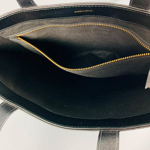 COMME des GARCONS Black White Logo Cowhide Leather Tote Bag