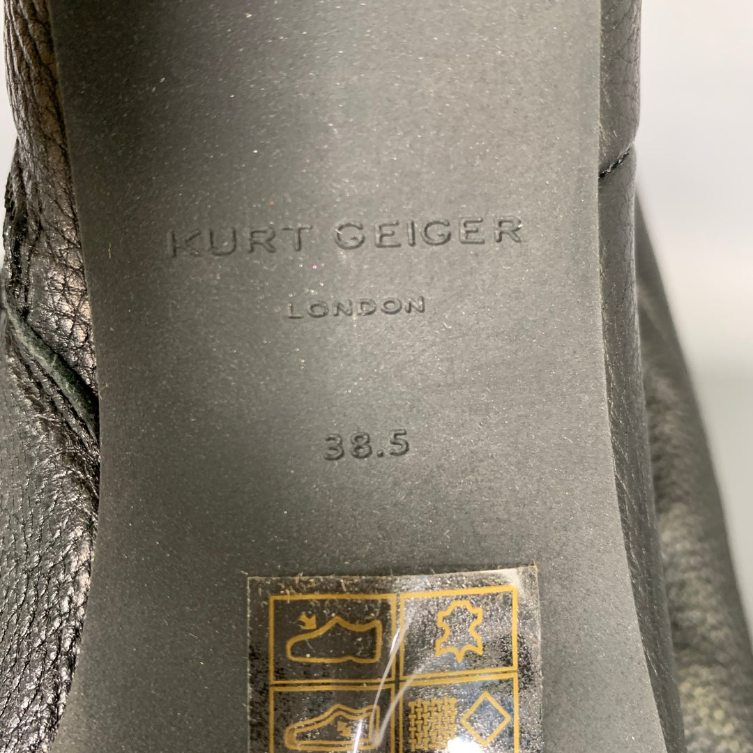 KURT GEIGER Size 8 Black Gold Leather Pebble Grain Boots