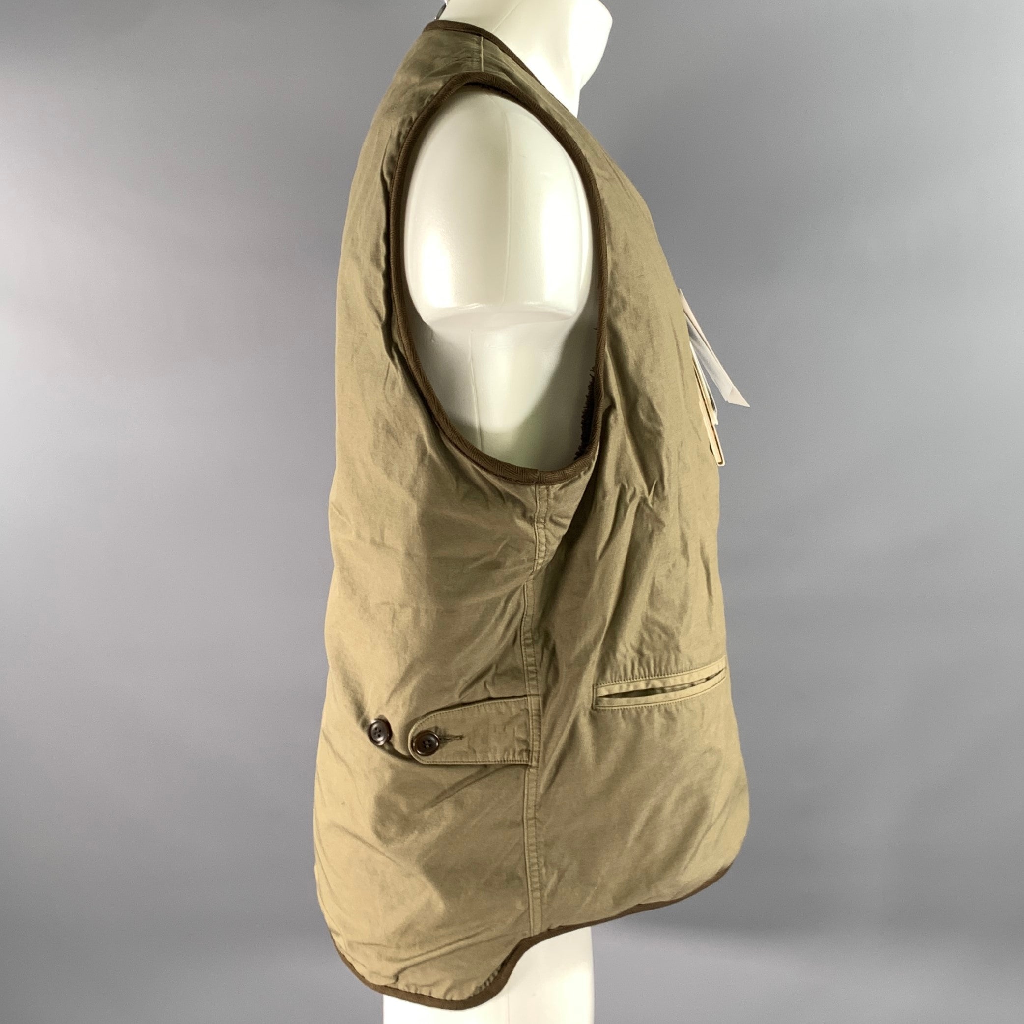 VISVIM Size M Olive Nylon Cotton Blend Reversible Vest – Sui
