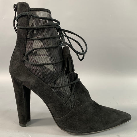STUART WEITZMAN Size 9 Black Mesh Textured Suede Boots