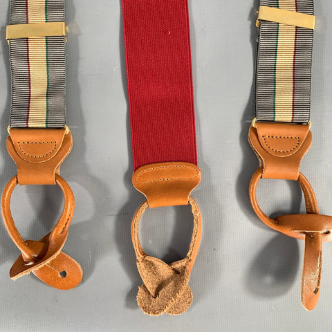TRAFALGAR Grey Gold green red Stripe Suspenders