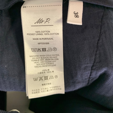 MR. PORTER Size 38 Navy Blue Corduroy Cotton Zip Casual Pants