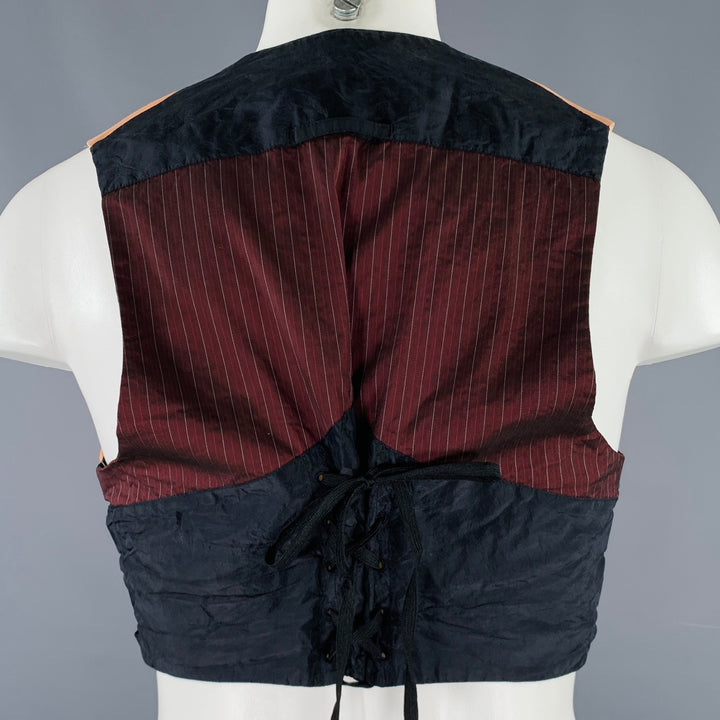 JEAN PAUL GAULTIER Size M Gold Burgundy Mixed Fabrics Cropped Vest